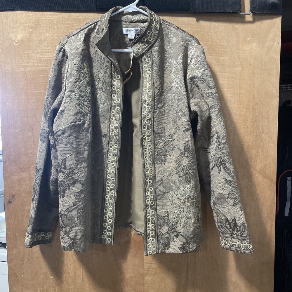 Cold water Creek NWT Women's Embroided Flower Shimmer Jacket Size Large‎